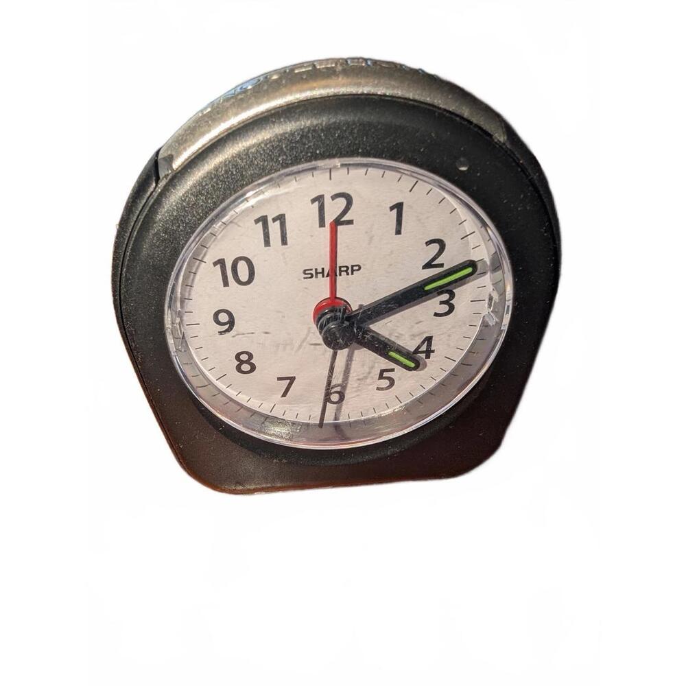 Sharp Small Black Analog Alarm Clock tritium - Picture 2 of 5